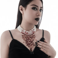 Thumbnail for Halloween Chunky Crystal Tassel Dripping Blood Pearl Chain Choker Necklace - ArtGalleryZen