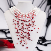 Thumbnail for Halloween Chunky Crystal Tassel Dripping Blood Pearl Chain Choker Necklace - ArtGalleryZen