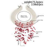 Thumbnail for Halloween Chunky Crystal Tassel Dripping Blood Pearl Chain Choker Necklace - ArtGalleryZen