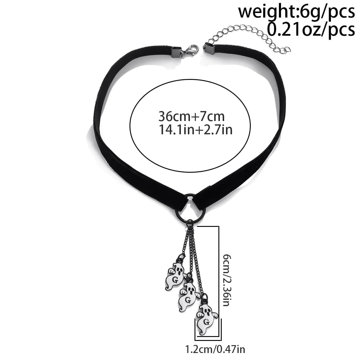 Halloween Ghost Pendant Velvet Necklace - ArtGalleryZen