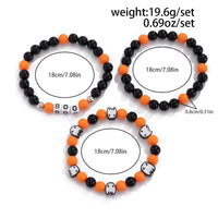 Thumbnail for Halloween Theme Ghost Letter Charm Crystal Beaded Bracelet Set - ArtGalleryZen