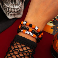 Thumbnail for Halloween Theme Ghost Letter Charm Crystal Beaded Bracelet Set - ArtGalleryZen