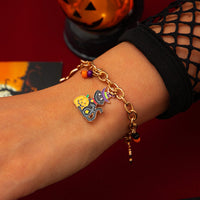 Thumbnail for Halloween Toggle Clasp Witch Kitten Pumpkin Charm Bracelet - ArtGalleryZen