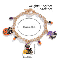 Thumbnail for Halloween Toggle Clasp Witch Kitten Pumpkin Charm Bracelet - ArtGalleryZen