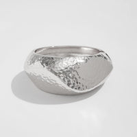 Thumbnail for Hammered Gold Silver Plated Irregular Wide Cuff Bangle Bracelet - ArtGalleryZen