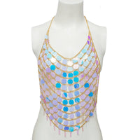 Thumbnail for Handmade Backless Colorful Sequins Body Chain Bra - ArtGalleryZen