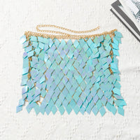 Thumbnail for Handmade Colorful Rhombic Sequins Patchwork Strappy Nightclub Party Skirt - ArtGalleryZen