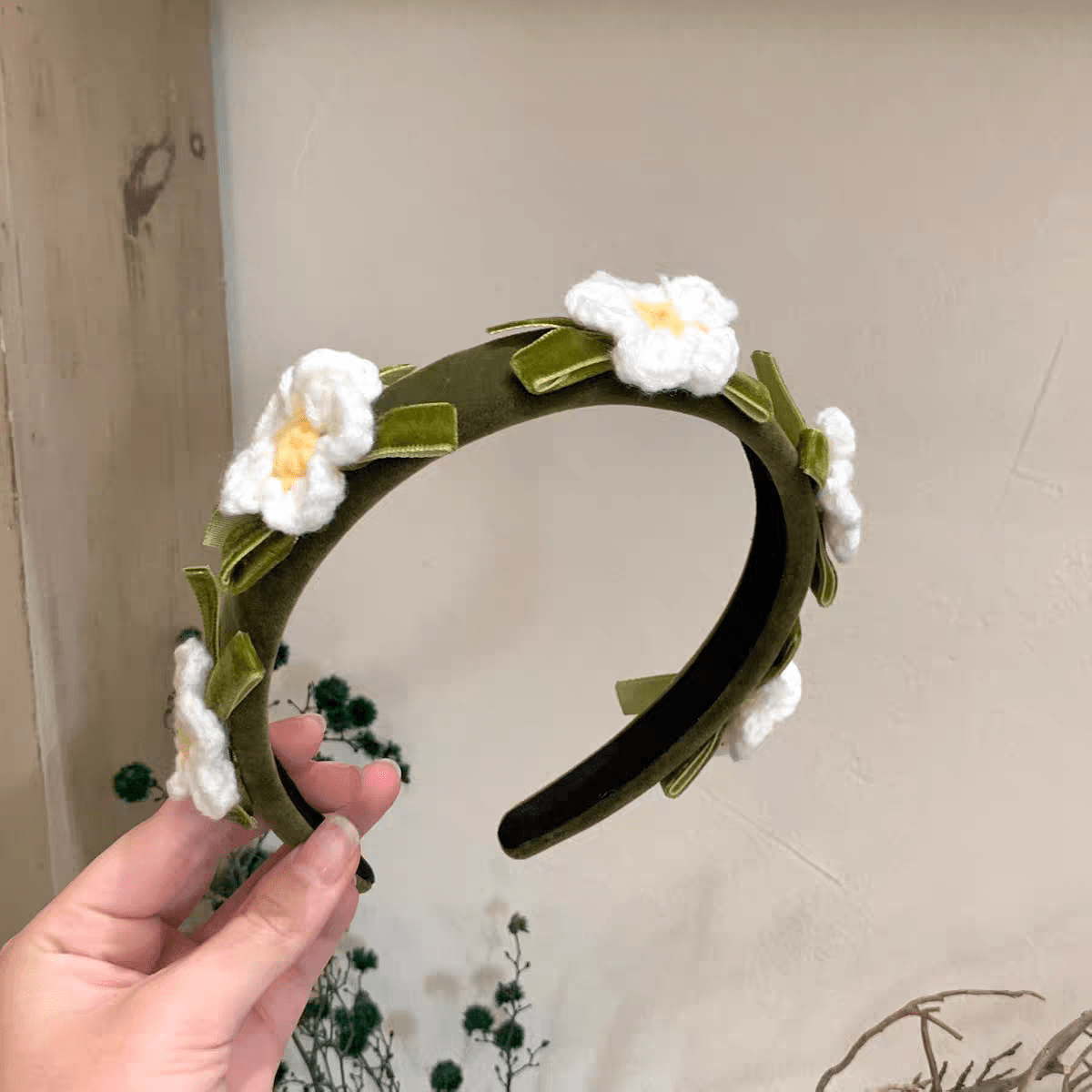 Handmade Crochet Flower Hair Band - ArtGalleryZen