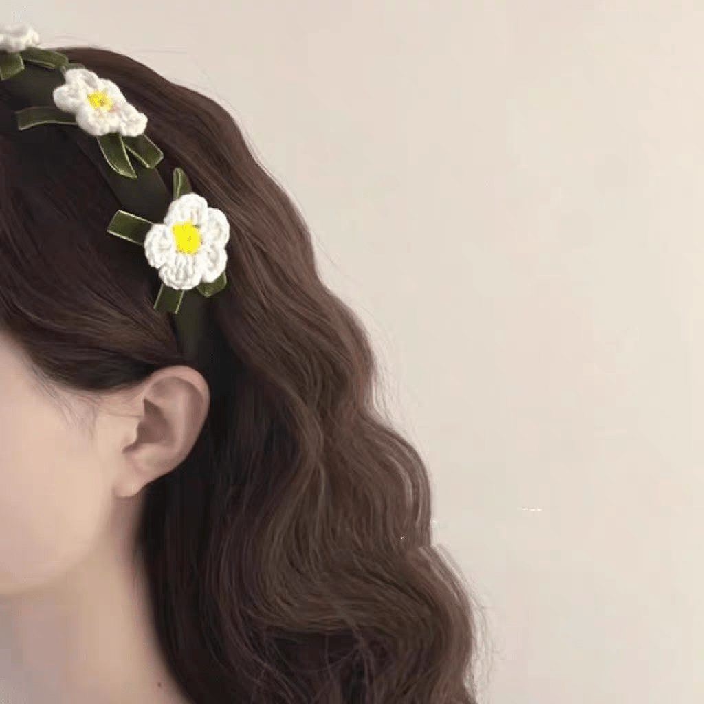 Handmade Crochet Flower Hair Band - ArtGalleryZen