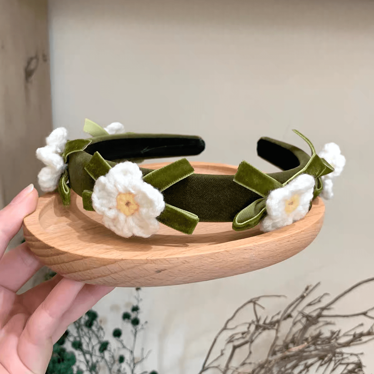 Handmade Crochet Flower Hair Band - ArtGalleryZen