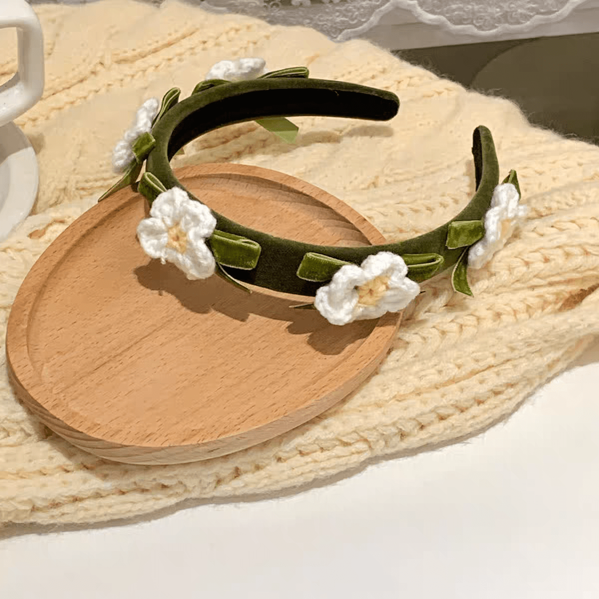 Handmade Crochet Flower Hair Band - ArtGalleryZen