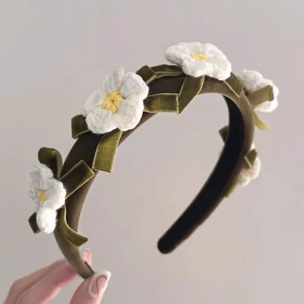 Handmade Crochet Flower Hair Band - ArtGalleryZen