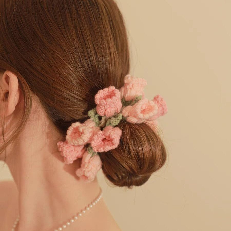 Handmade Crochet Lily Of The Valley Chignon Hair Band - ArtGalleryZen