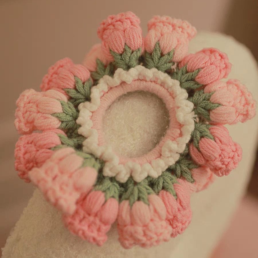 Handmade Crochet Lily Of The Valley Chignon Hair Band - ArtGalleryZen
