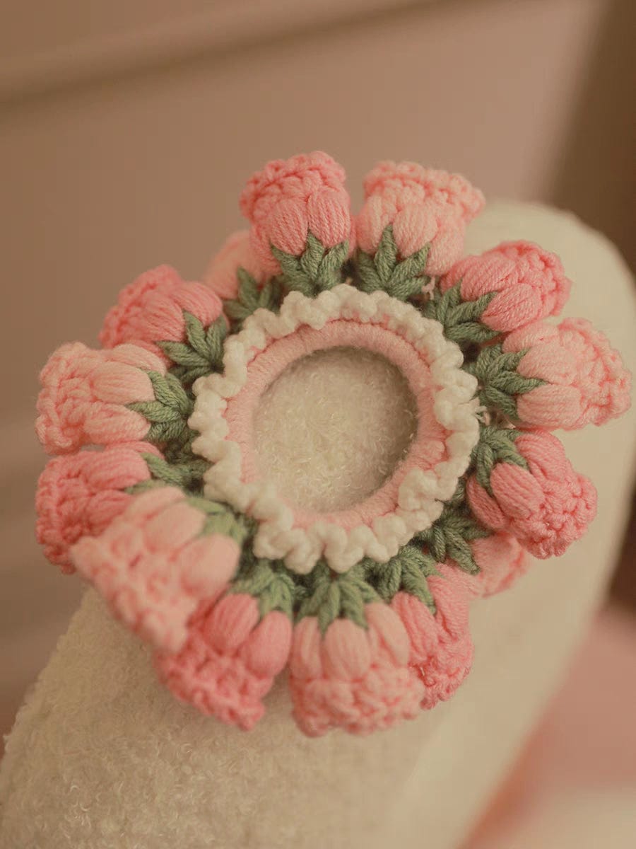 Handmade Crochet Lily Of The Valley Chignon Hair Band - ArtGalleryZen