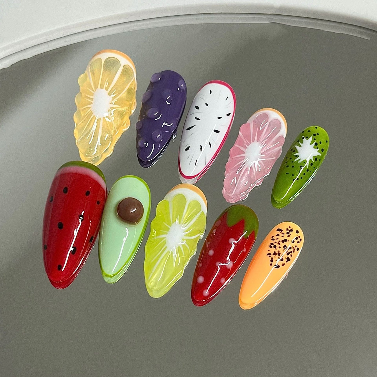 Handmade Fruit Party 3D Press on Nails False Nail - ArtGalleryZen