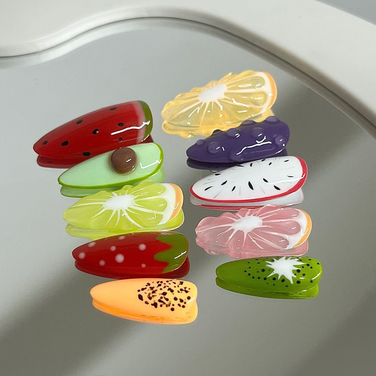 Handmade Fruit Party 3D Press on Nails False Nail - ArtGalleryZen