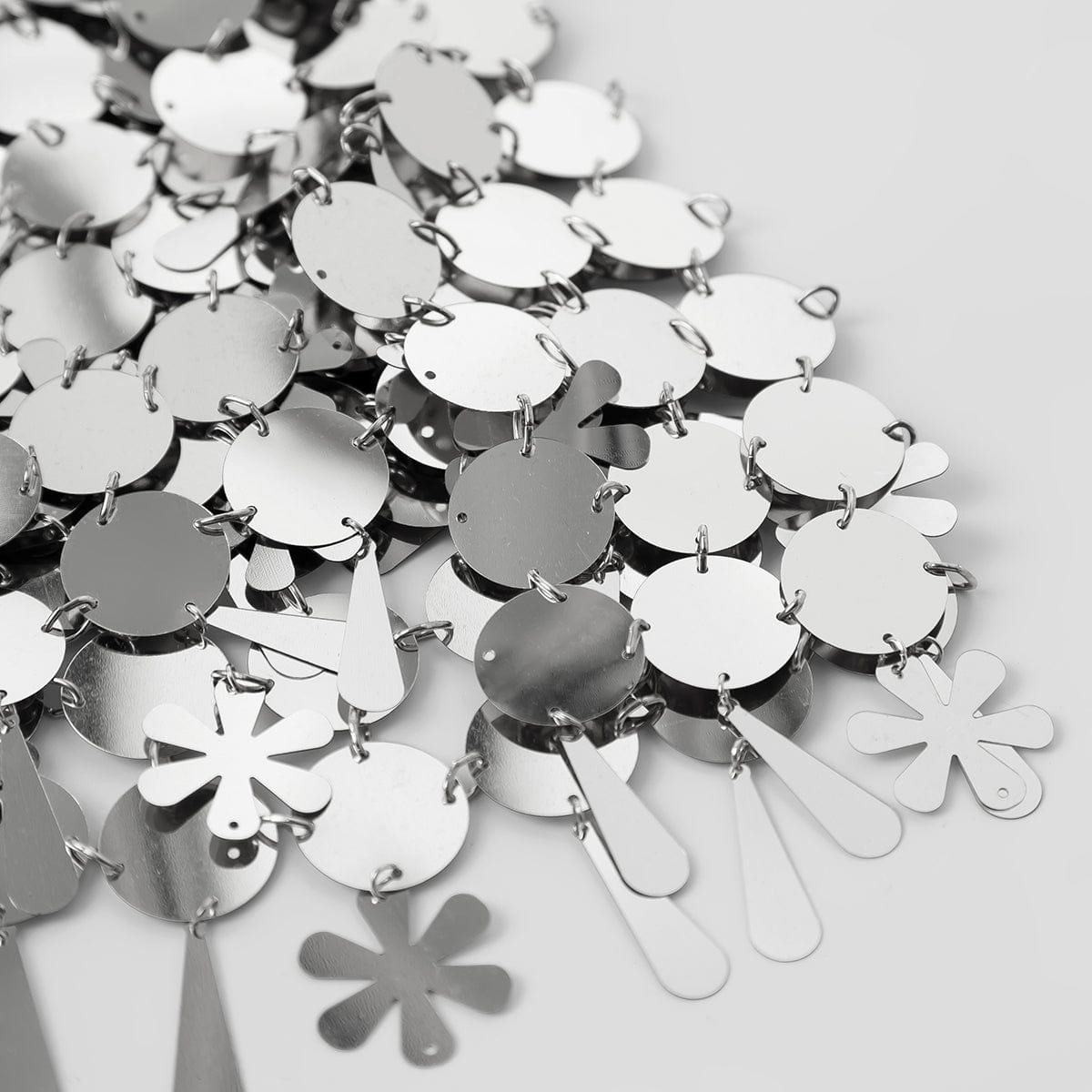 Handmade Gold Silver Plated Sequins Tassel Patchwork Nightclub Party Strappy Dress - ArtGalleryZen