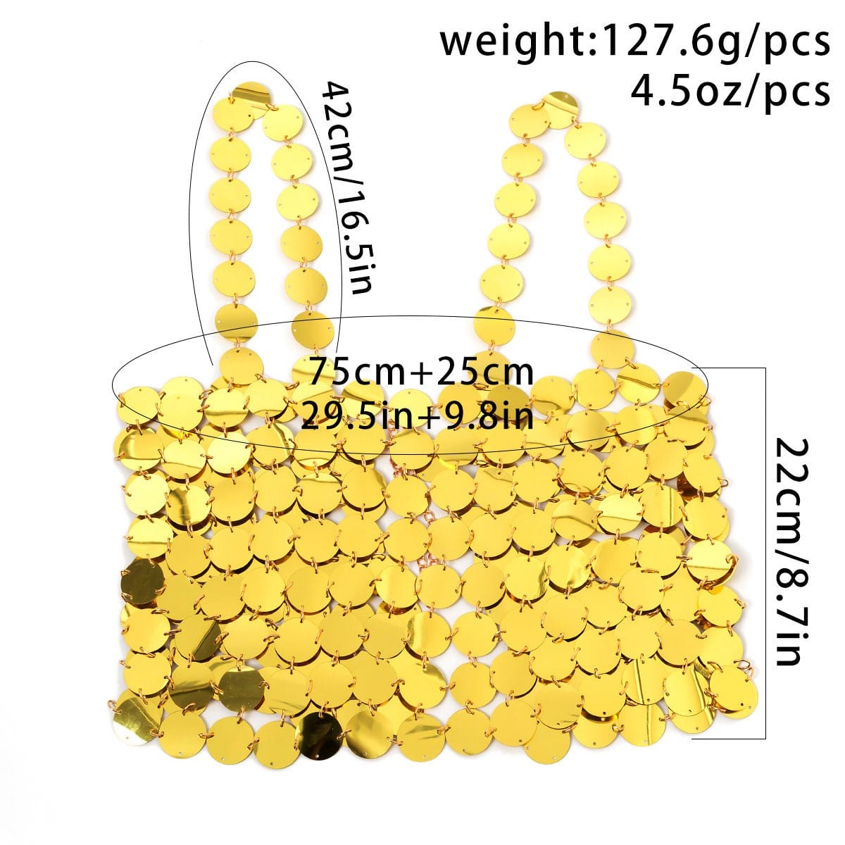 Handmade Gold Silver Tone Mirror Sequins Party Tank Top - ArtGalleryZen