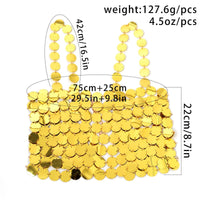 Thumbnail for Handmade Gold Silver Tone Mirror Sequins Party Tank Top - ArtGalleryZen