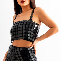 Thumbnail for Handmade Gold Silver Tone Mirror Sequins Party Tank Top - ArtGalleryZen