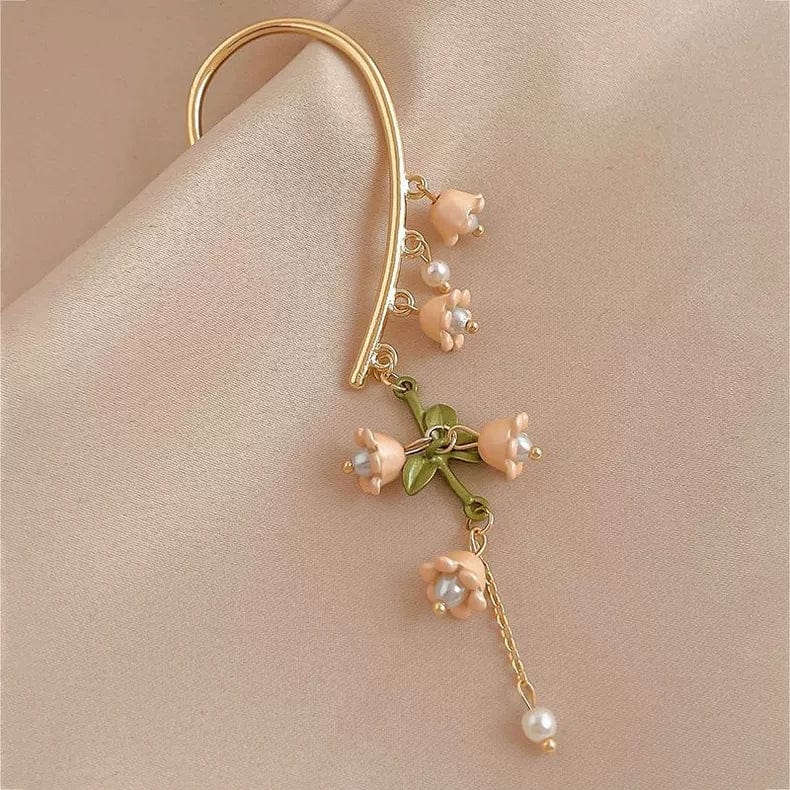 Handmade Lily Of The Valley Dangle Ear Wrap Earrings - ArtGalleryZen