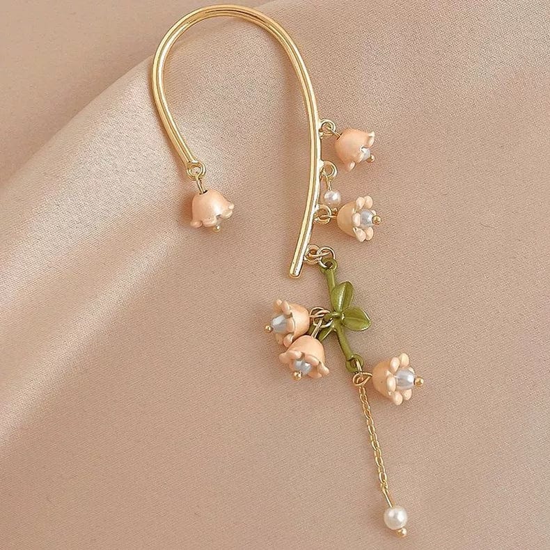 Handmade Lily Of The Valley Dangle Ear Wrap Earrings - ArtGalleryZen