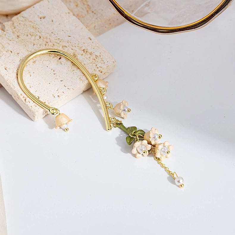 Handmade Lily Of The Valley Dangle Ear Wrap Earrings - ArtGalleryZen