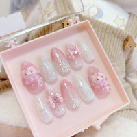 Thumbnail for Handmade My Melody Winter Snowflake 3D Press on Nails False Nail - ArtGalleryZen