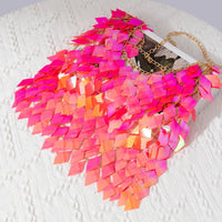 Thumbnail for Handmade Orange Rhombic Sequins Patchwork Strappy Nightclub Party Skirt - ArtGalleryZen