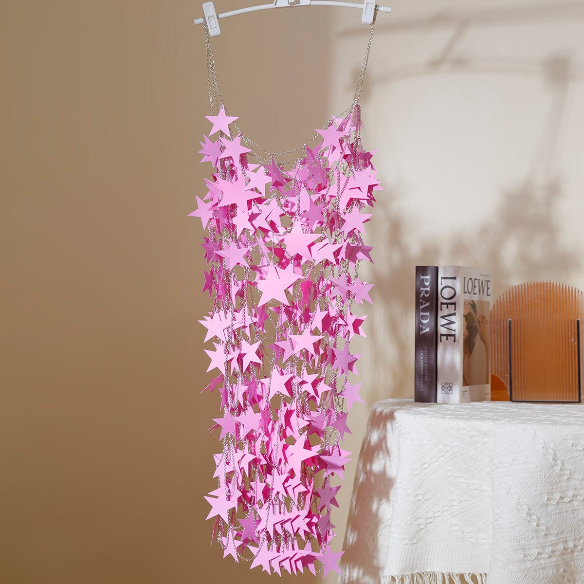 Handmade Pink Black Star Sequins Patchwork Rave Party Mini Dress - ArtGalleryZen