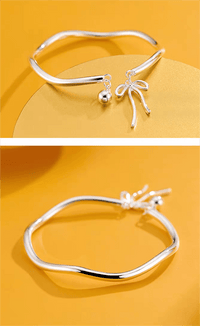 Thumbnail for Handmade Silver Ribbon Bangle Bracelet - ArtGalleryZen
