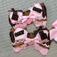 Thumbnail for Handmade Strawberry Chocolate Ribbon Bowknot Hair Clip - ArtGalleryZen