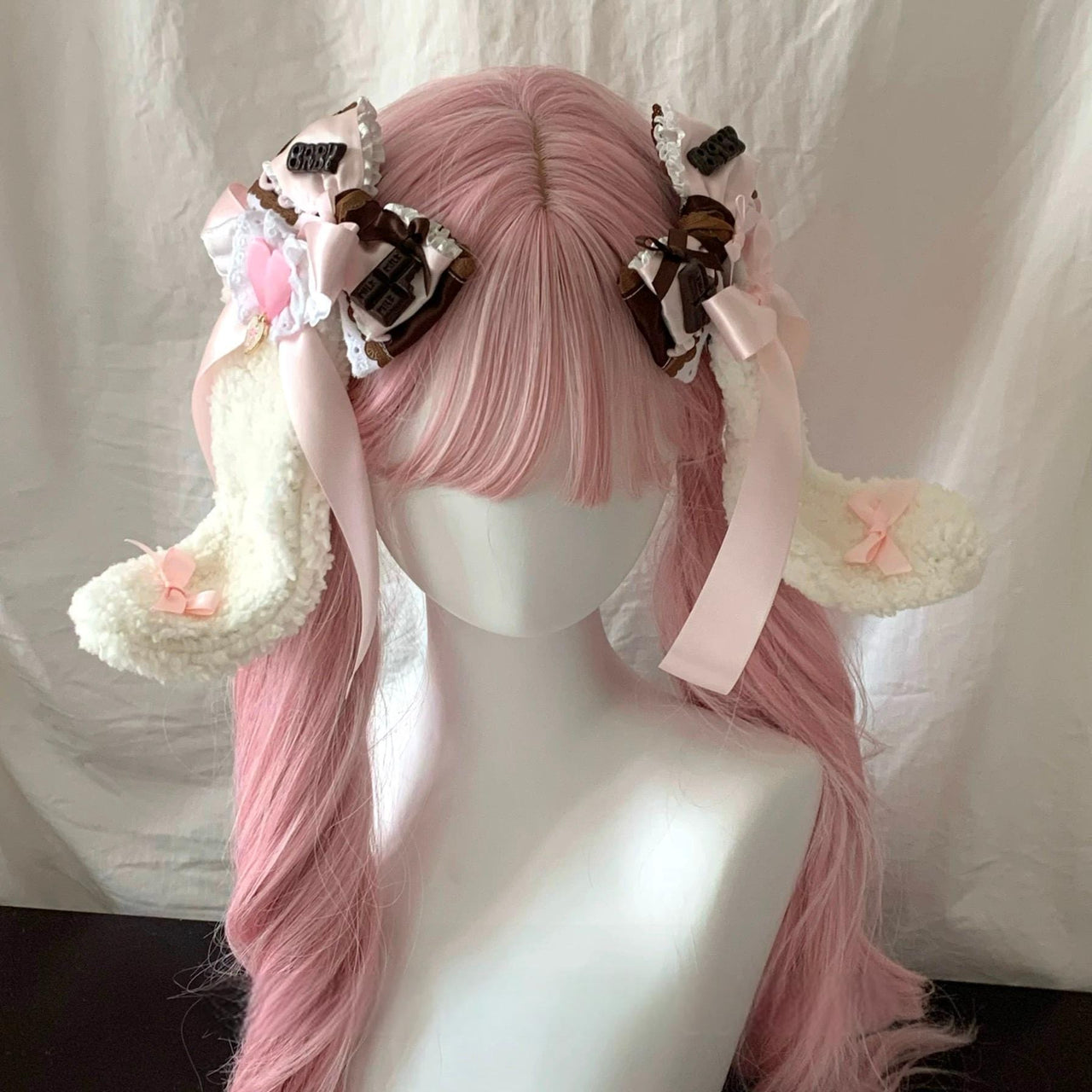 Handmade Strawberry Chocolate Ribbon Bowknot Hair Clip - ArtGalleryZen
