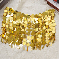 Thumbnail for Handmade White Black Sequins Tassel Patchwork Strappy Nightclub Party Mini Skirt - ArtGalleryZen