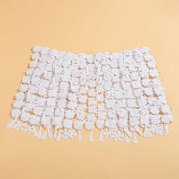 Thumbnail for Handmade White Black Sequins Tassel Patchwork Strappy Nightclub Party Mini Skirt - ArtGalleryZen