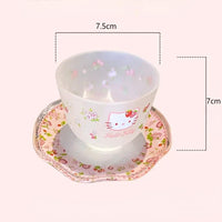 Thumbnail for Hello Kitty Flower Glass Teacup And Saucer Set - ArtGalleryZen