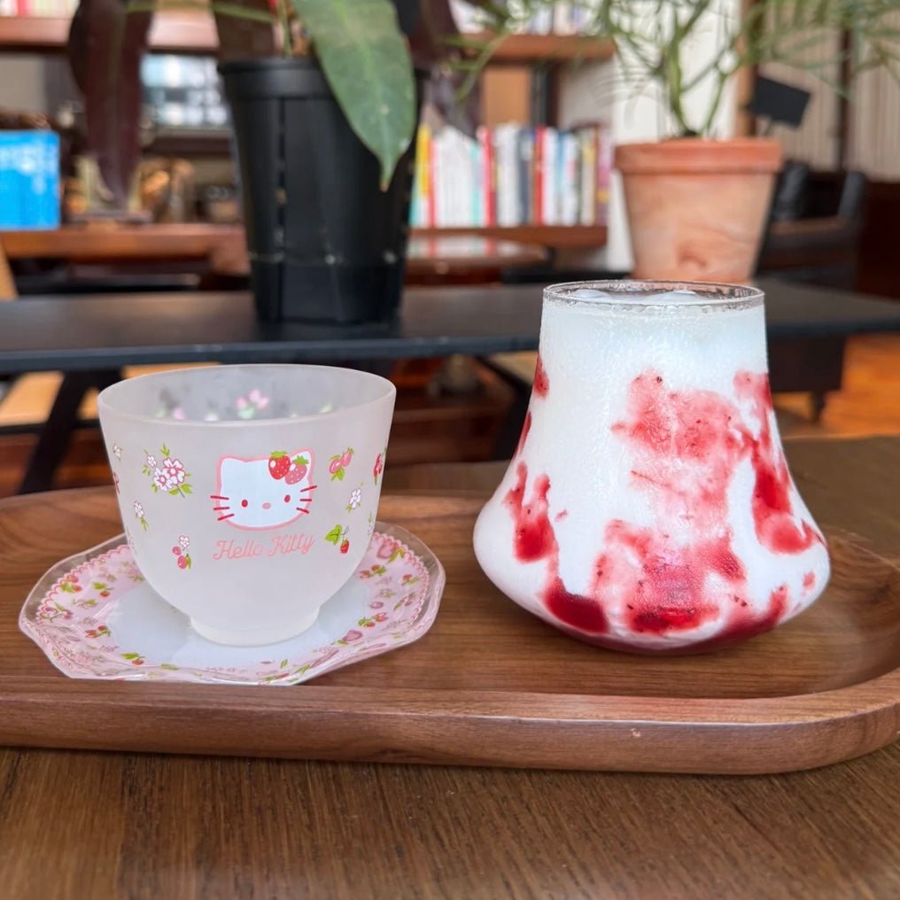Hello Kitty Flower Glass Teacup And Saucer Set - ArtGalleryZen