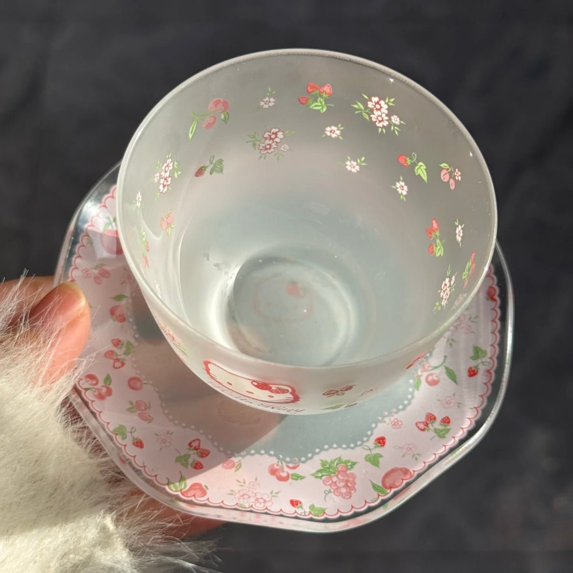 Hello Kitty Flower Glass Teacup And Saucer Set - ArtGalleryZen