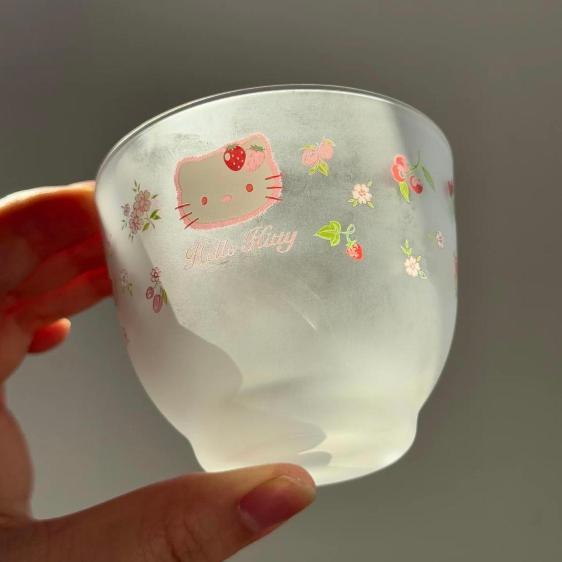 Hello Kitty Flower Glass Teacup And Saucer Set - ArtGalleryZen