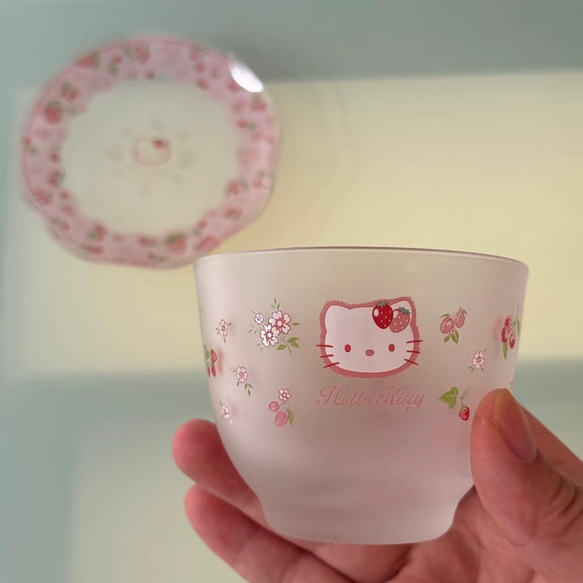 Hello Kitty Flower Glass Teacup And Saucer Set - ArtGalleryZen