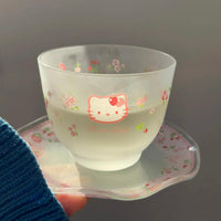 Thumbnail for Hello Kitty Flower Glass Teacup And Saucer Set - ArtGalleryZen