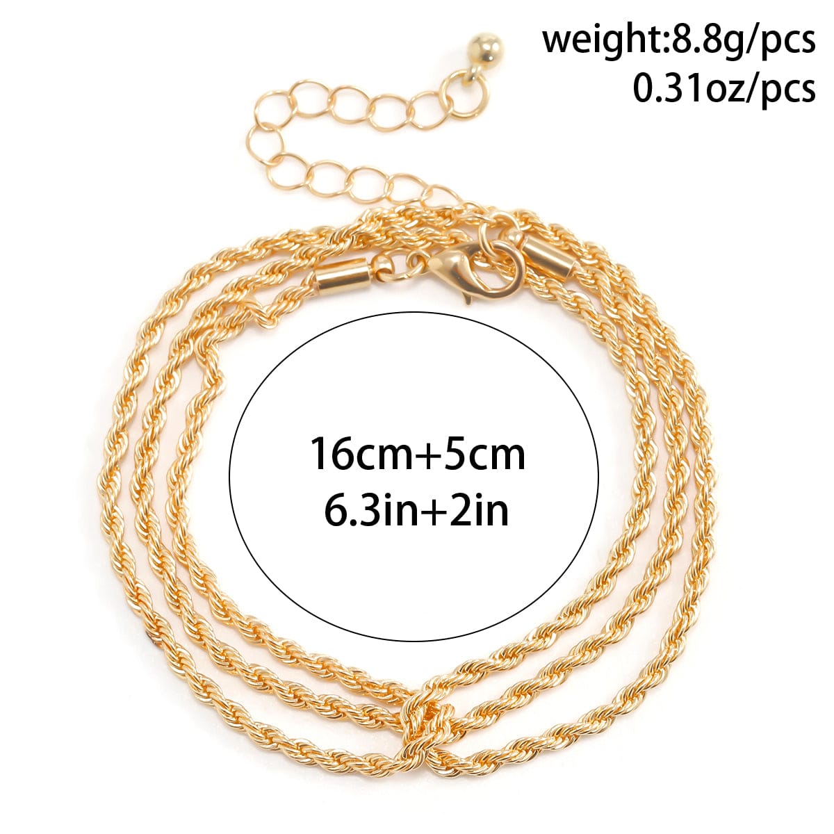 Hip Hop Gold Silver Plated Rope Chain Bracelet - ArtGalleryZen
