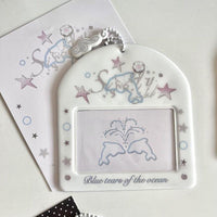 Thumbnail for Horizontal Black White Piano Melody Heart Kpop Keychain Photocard Holder - ArtGalleryZen