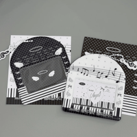 Thumbnail for Horizontal Black White Piano Melody Heart Kpop Keychain Photocard Holder - ArtGalleryZen