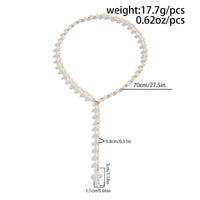Thumbnail for Irregular Cross Pearl Pendant Long Chain Y Necklace - ArtGalleryZen