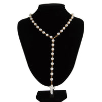Thumbnail for Irregular Cross Pearl Pendant Long Chain Y Necklace - ArtGalleryZen