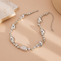 Thumbnail for Irregular Gold Silver Tone CCB Beaded Chain Necklace - ArtGalleryZen