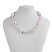 Thumbnail for Irregular Gold Silver Tone CCB Beaded Chain Necklace - ArtGalleryZen