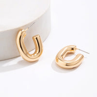 Thumbnail for Chic Tiny Gold Silver Plated U Shaped Hoop Earrings - ArtGalleryZen